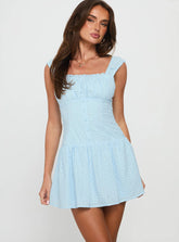 Esrie Broderie Mini Dress Blue